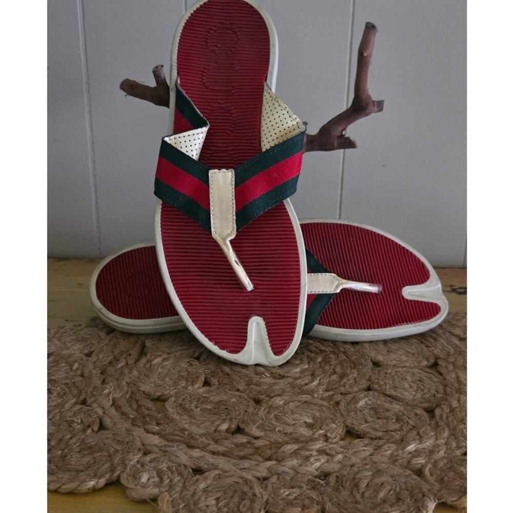 Gucci Web Trimm Thing Flip Flops Pre-Loved - Authentic Size 42